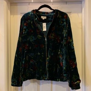 LOFT Velvet floral bomber jacket XL NWT
